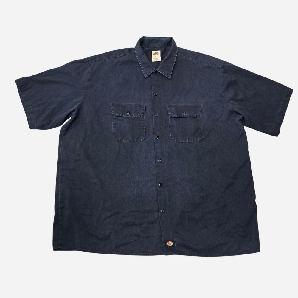 Dickies Men's Size 3XL navy blue button-up shirt workwear